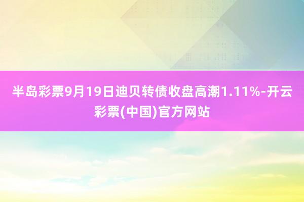 半岛彩票9月19日迪贝转债收盘高潮1.11%-开云彩票(中国)官方网站