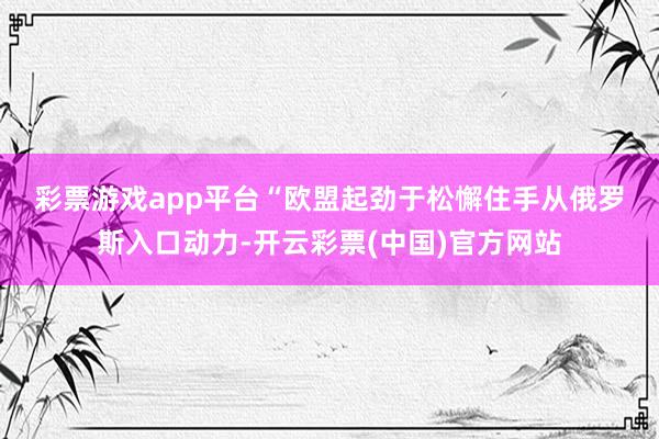 彩票游戏app平台　　“欧盟起劲于松懈住手从俄罗斯入口动力-开云彩票(中国)官方网站